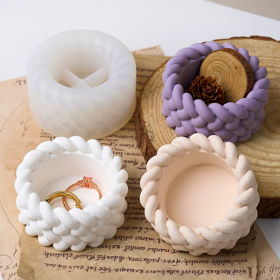 UDOCOOL Silikonform für Duftkerzen und DIY-Handwerk in runder Form mit Hanfseil-Optik für Harz und Gips - Bild 2