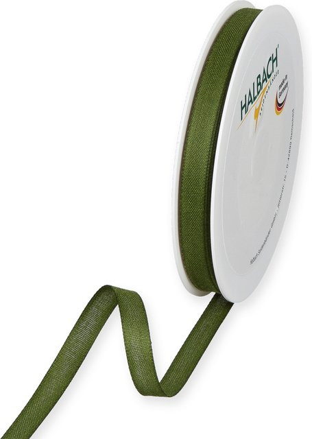 Halbach Dekoband in Baumwolloptik aus Polyester, Breite: 1 cm, Länge: 7 m, Moosgrün - Bild 1