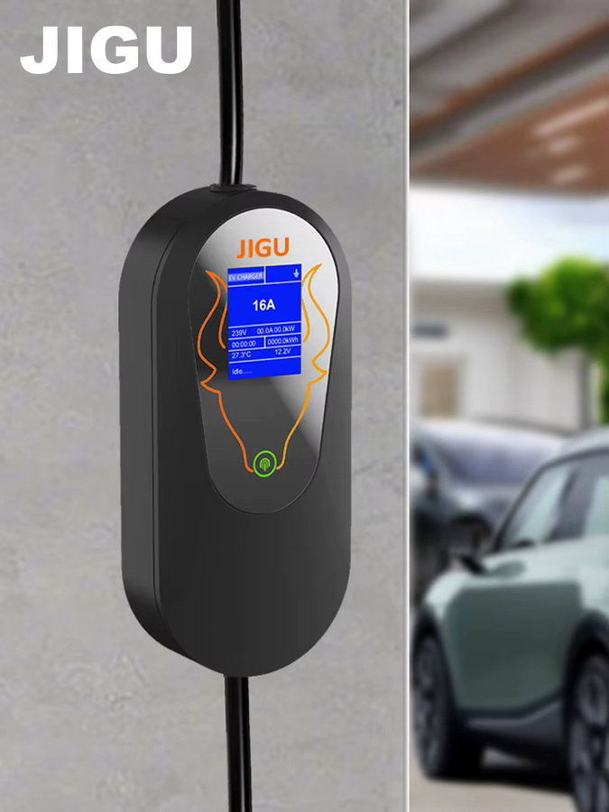 JIGU Tragbares EV-Ladegerät Level 2, 3,5 kW, 16 A, Typ 2, Schwarz, mit US/UK-Stecker für Elektrofahrzeuge im Außenbereich - Bild 5