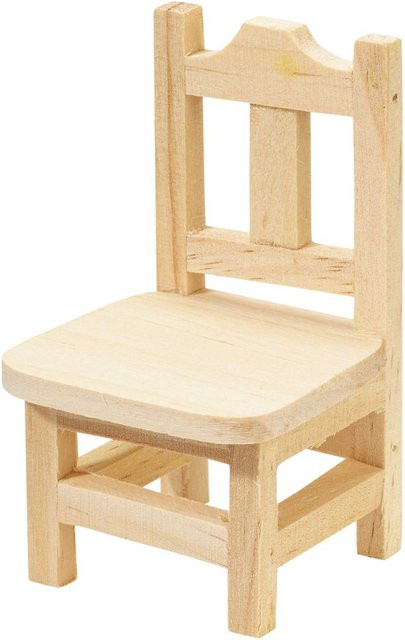 HobbyFun Miniatur Holzstuhl in Beige und Braun - Bild 1