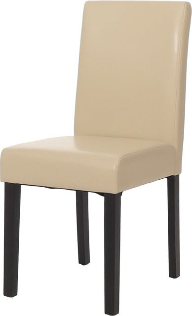 MCW Esszimmerstuhl Littau aus Kunstleder in Beige mit dunklen Beinen aus Pappelholz, H: 90 cm, B: 45 cm, T: 56 cm - Bild 1