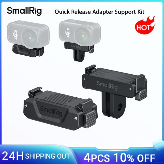 SmallRig Schnellwechsel-Adapter-Stützsatz für DJI Osmo Nano und DJI Osmo Action 6, Schwarz, mit 1/4"-20 Gewindeloch und 2-Zinken-Montage - Bild 1