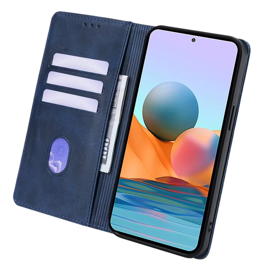 Retro Leder-Flipcase mit Magnetverschluss für Xiaomi Redmi Note 10 Pro Serie in Schwarz und Blau - Bild 2