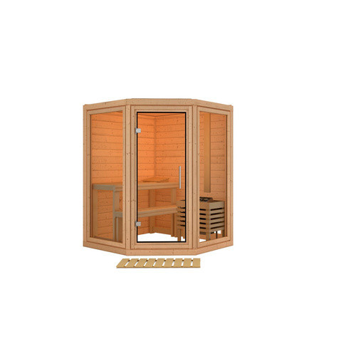 KARIBU Sauna Udema für 2 Personen in Beige, B/T/H: 158 x 158 x 207 cm, ohne Ofen - Bild 2