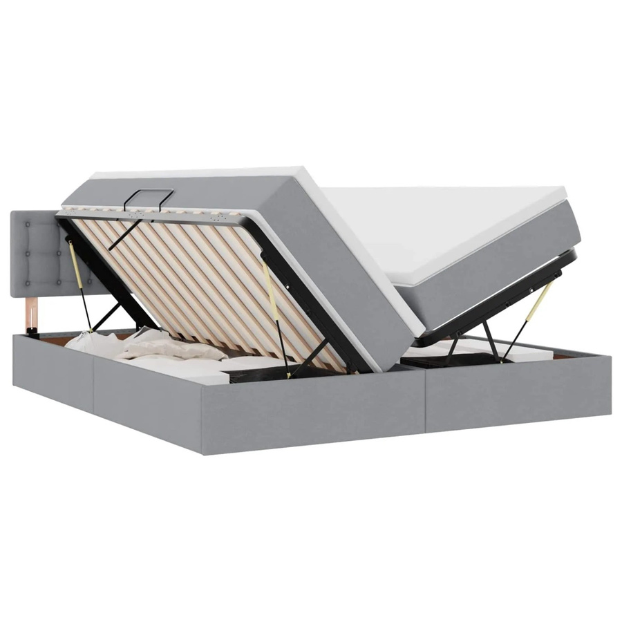 vidaXL Bett mit LED-Lichtleisten in Hellgrau mit Lift-up-Base, B/T/H: 180 x 200 x 204 cm - Bild 2
