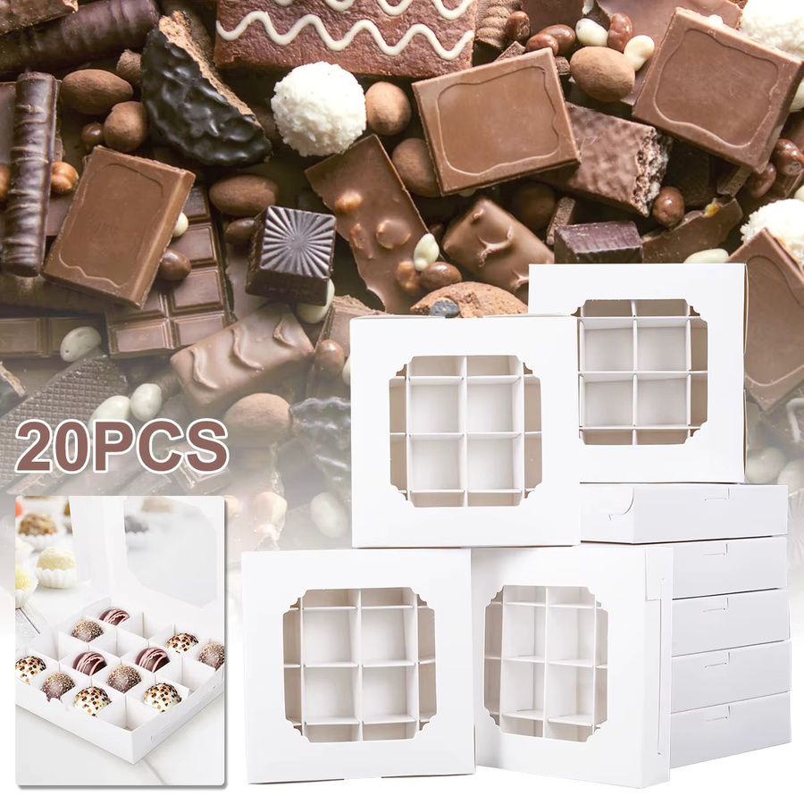 Transparente Bonbonschachteln mit 16 Fächern und Trennwänden zur Verpackung von Schokolade und Süßigkeiten, Set aus 20 oder 40 Stück - Bild 2