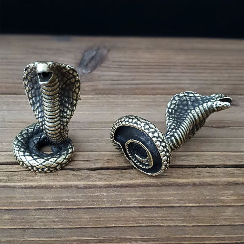Antike Cobra Boa Schlange Statue in Bronze und Gold als dekorative Metallfigur für deinen Schreibtisch oder als Weihrauchbrenner - Bild 4