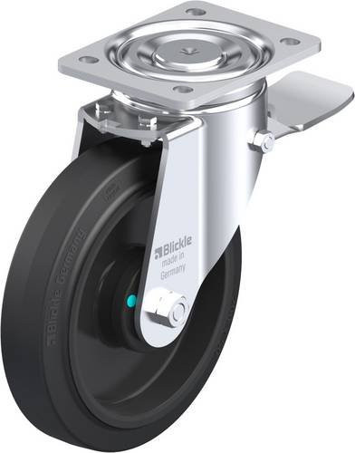 Blickle Lenkrolle LH-POEV 200KAD-ST mit Feststeller in Schwarz und Silber, Rad-Durchmesser: 20 cm, Tragfähigkeit: 500 kg - Bild 1