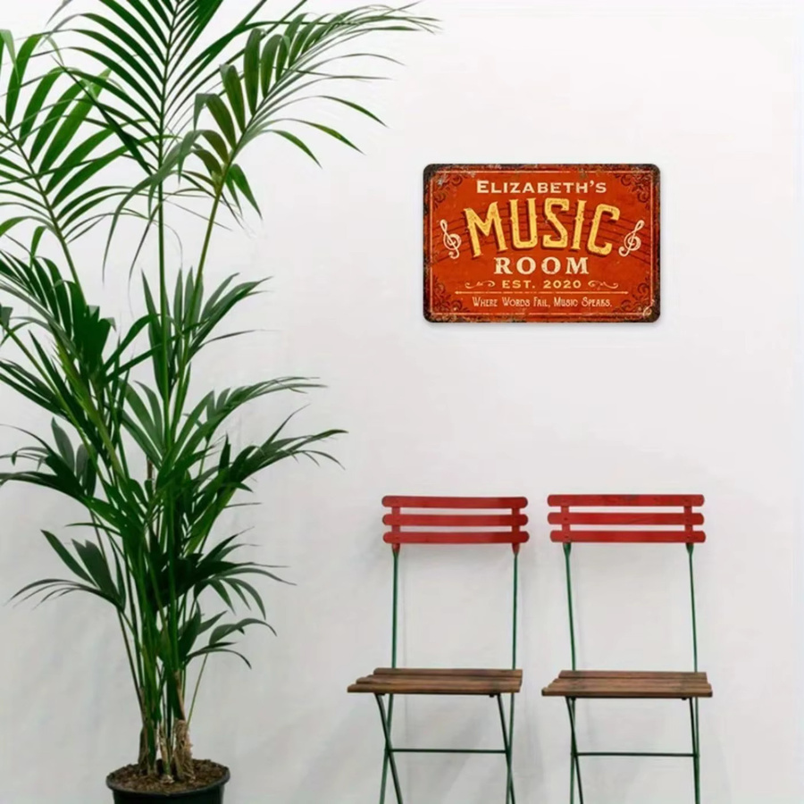 Personalisiertes Metallschild CIFBUY für dein Musikzimmer in Blau im Vintage-Design - Bild 2