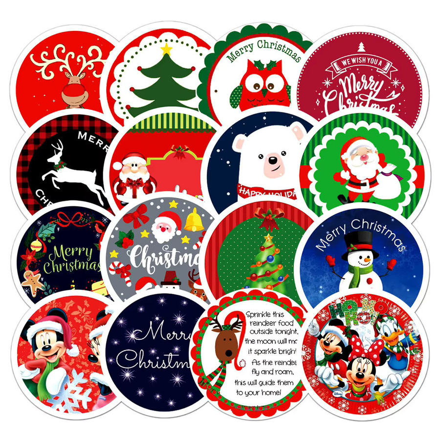 60 Stück Weihnachts-Aufkleber-Set mit niedlichen Doodle-Motiven in Multicolour für Umschläge, Geschenkpapier und Notizbücher - Bild 4
