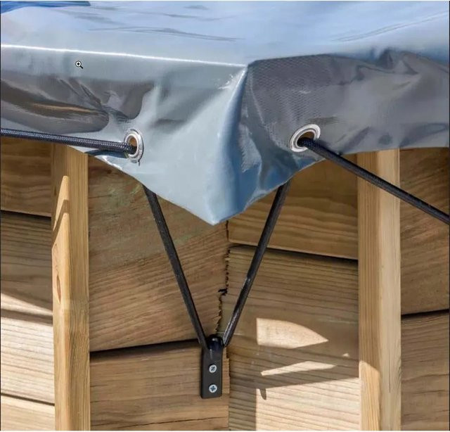 Poolcrew Winterabdeckung Lanzarote für Gartenpools aus grauem PVC-Kunststoff - Bild 1