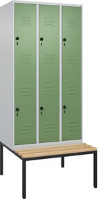 C+P Doppelstock-Spind Classic PLUS Sitzbank mit 3 Abteilen und Buche-Hartholz Sitzfläche, B/T/H: 212 x 90 x 81,5 cm - Bild 1