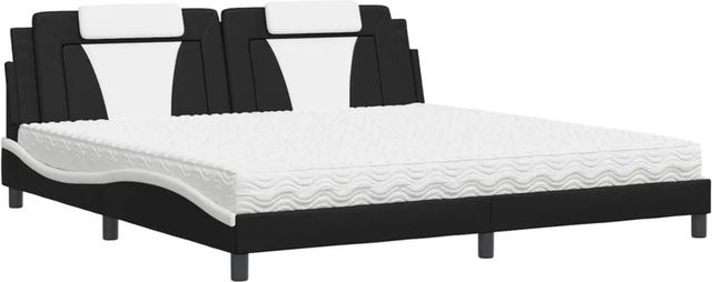 vidaXL Bett Viana mit Matratze in Schwarz und Weiß aus Kunstleder, B/T: 200 x 200 cm - Bild 1
