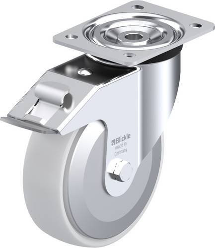 Blickle Lenkrolle L-PO 175K-FI-FA mit Feststeller, Rad-Durchmesser: 175 mm, Tragfähigkeit: 400 kg, verzinkt, grau/weiß - Bild 1