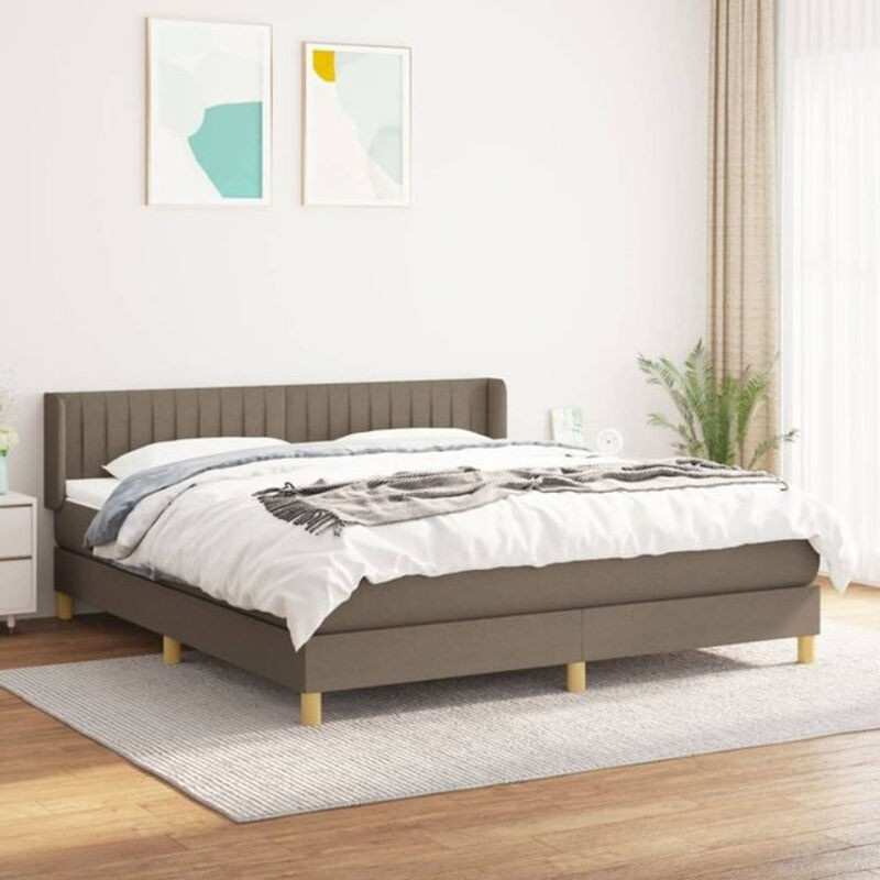Vidaxl Boxspringbett mit Matratze in Taupe meliert aus Stoff und Holzwerkstoff, B/T/H: 180 x 200 cm - Bild 1
