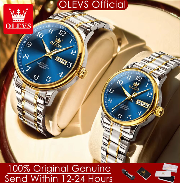 OLEVS Armbanduhr Automatik, Edelstahl, Blau, Unisex - Bild 1