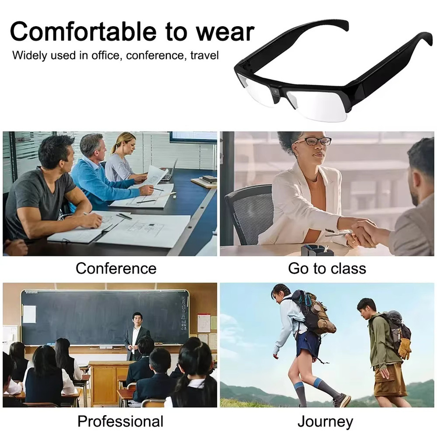 DIXSG Mini Kamera Brille mit HD 1080P Videoaufnahme in Schwarz für Meetings und Sport - Bild 6