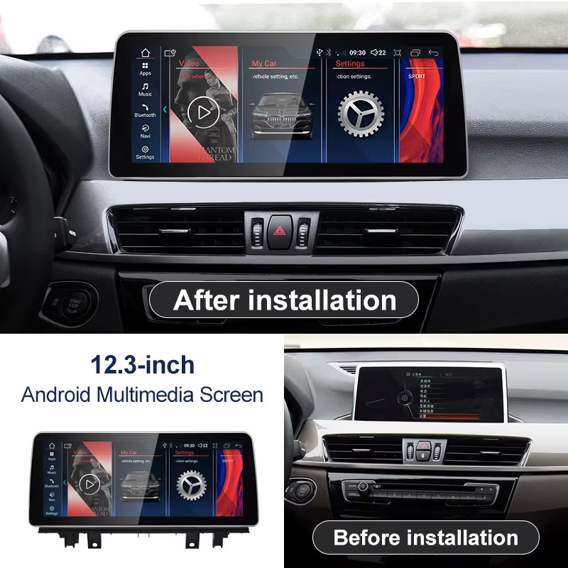 STWEI Android Auto Video Player mit 12,3 Zoll Display und GPS für BMW X1 F48 (2016-2018), Drahtloses CarPlay, Schwarz - Bild 2