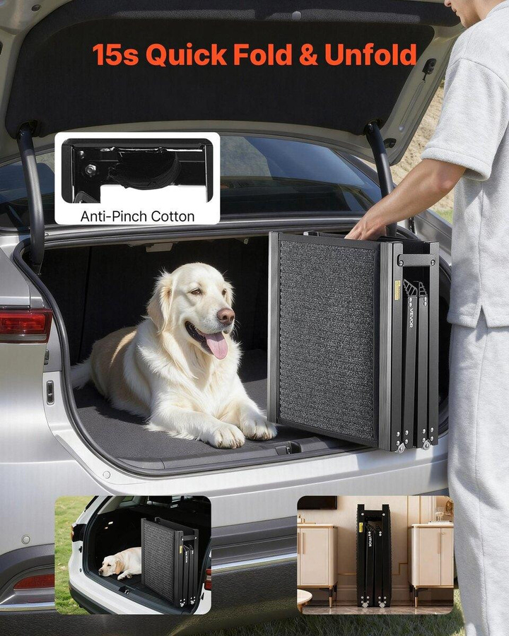 Faltbare Hunderampe für Autos von Buying Solutions, MB, Schwarz, Länge: 160 cm, Breite: 43,2 cm, für mittlere und große Hunde bis 113 kg mit rutschfester Filzoberfläche - Bild 4