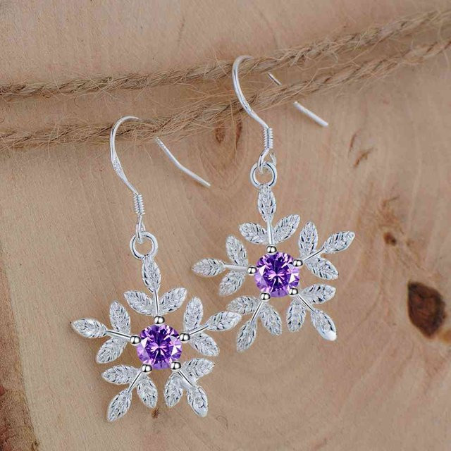 SAY Ohrstecker 925 Silber, Blumen-Design, Zirkon, Damen - Bild 1