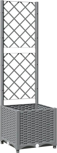 vidaXL Pflanzkübel mit Rankgitter in Hellgrau, B/T/H: 40 x 40 x 136 cm - Bild 1