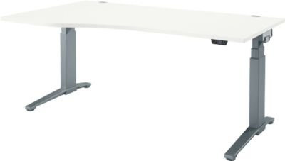 Schäfer Shop Genius ERGOSTYLE S Schreibtisch elektrisch höhenverstellbar, C-Fuß, weiß/anthrazit, B: 180 cm, T: 80-100 cm, H: 64,5-130,5 cm - Bild 1