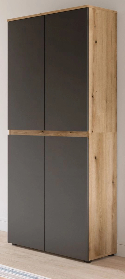 Mehrzweckschrank Assino in Grau und Eiche mit Regalböden und Kleiderstange, B/T/H: 70 x 37 x 175 cm - Bild 1