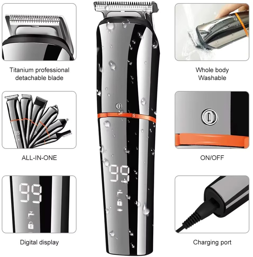Kemei KM-5898 All-in-One-Haarschneider für Herren, Schwarz - Bild 2