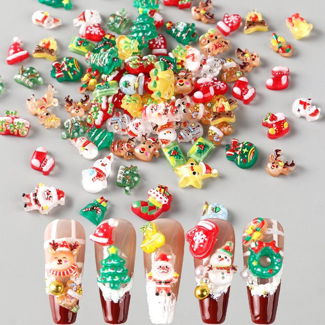 Full Beauty Nagelschmuck, Glänzend, Design Schneemann Weihnachtsmann - Bild 1