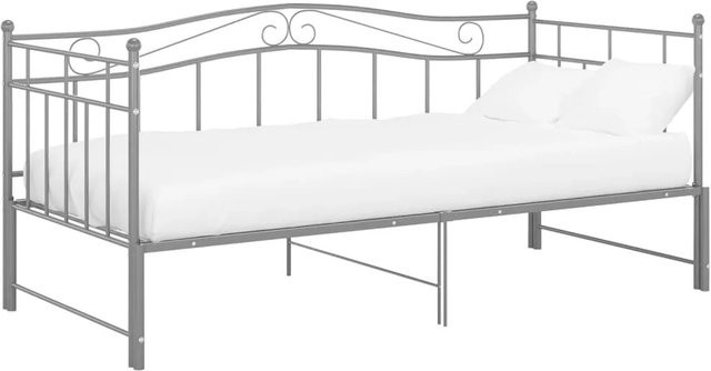 vidaXL Ausziehsofa Bettgestell aus Metall in Grau und Weiß B/T/H: 90 x 200 cm - Bild 1