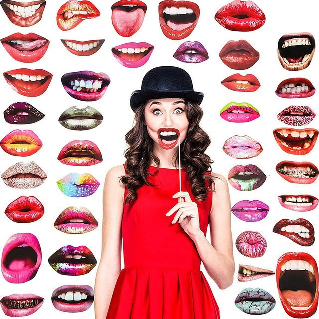 20er Set Lustige Lippen Photobooth Requisiten für Erwachsene in Mehrfarbig für Hochzeit, Geburtstag und Party - Bild 1
