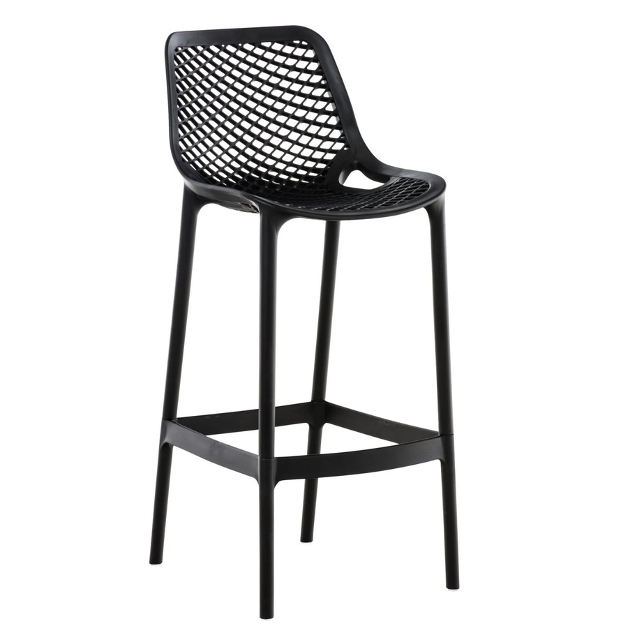 DELUKE Barhocker LORL Modern Schwarz mit Lehne aus Kunststoff und Wabenmuster, H: 105 cm, B: 45 cm, T: 53 cm - Bild 2