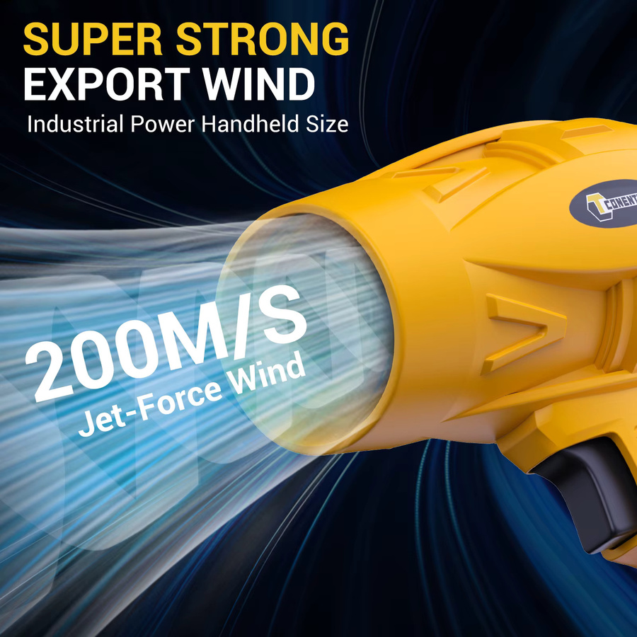 Conentool Elektrischer Turbo-Jet-Lüfter Gelb, Kabelloses Luftgebläse mit 60000 U/min und 200 m/s für Makita LXT 18 V Akku-System - Bild 3