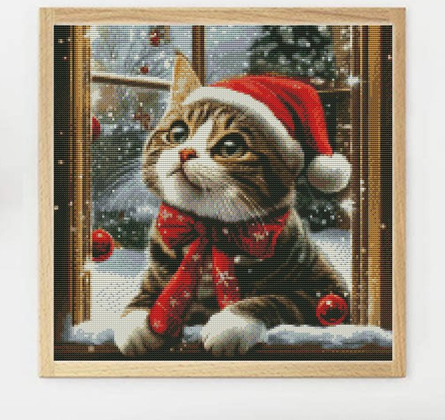 Momoart Kreuzstich-Set Katze DIY-Stickerei in Multicolour, B/H: 30 x 30 cm - Bild 1