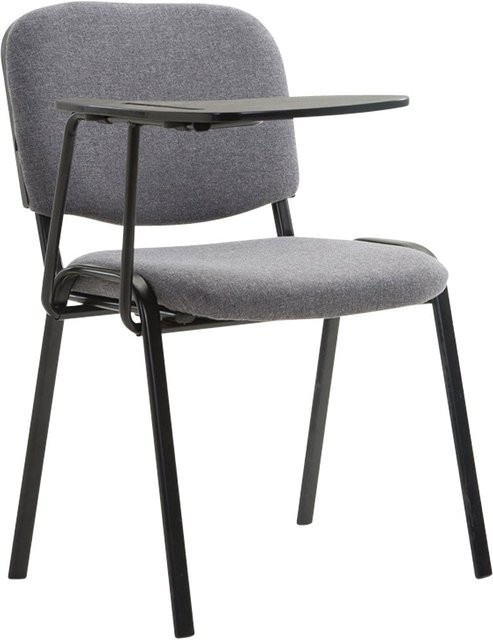 TPFLiving Besucherstuhl Keen mit Klapptisch, Stoffbezug in Grau und schwarzem Gestell, B/T/H: 71 x 46 x 81 cm - Bild 1