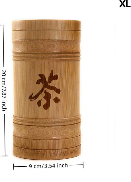 Handgefertigte Bambus-Teelagerbox Rainy Hyades in Braun mit chinesischer Schnitzerei als Organizer für Tee, Gewürze oder Kaffeebohnen in XL - Bild 1
