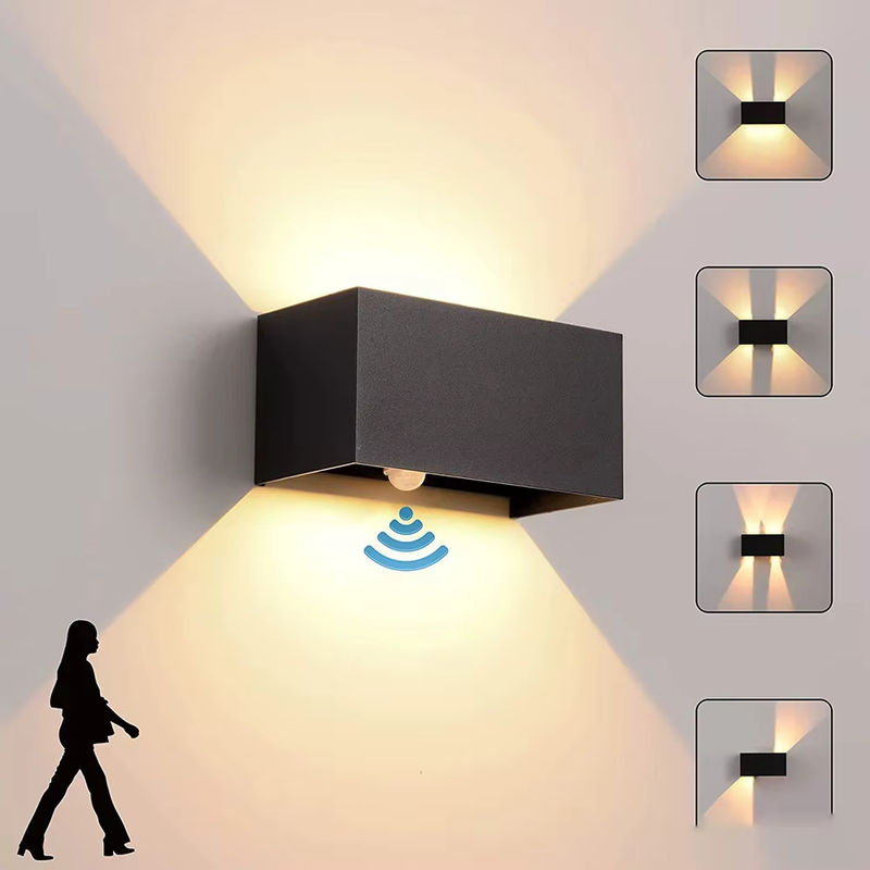 SUNMEIYI LED Außenwandleuchte 24W mit Bewegungssensor, IP65 wasserdicht, verstellbar, Schwarz/Weiß, Warmweiß - Bild 2