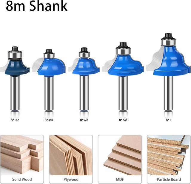 JGZUI 8-mm-Schaftfräser für Holz zur dekorativen Kantenprofilierung für Trimmer- und Graviermaschinen - Bild 1