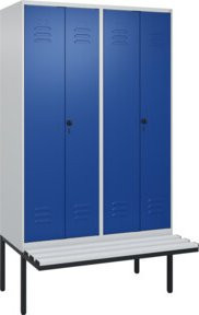C+P PSA Doppel-Spind Classic PLUS Sitzbank mit 4 Abteilen, auskragendes Design, Kunststoff-Sitzfläche, B/T/H: 212,0 x 120,0 x 81,5 cm - Bild 1