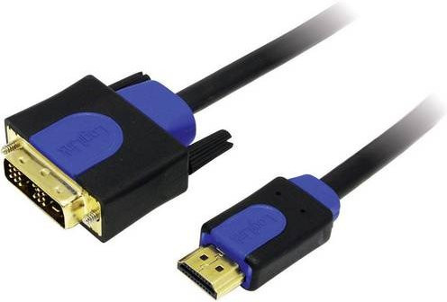 LogiLink DVI-D auf HDMI Adapterkabel Schwarz, Länge: 2,00 m, vergoldete Steckkontakte, CHB3102 - Bild 1