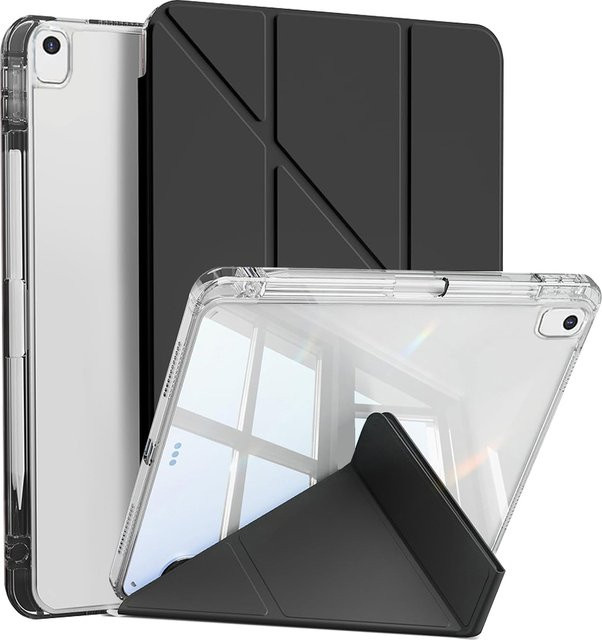 Chenxiaotong Schutzhülle für iPad 10.2 Zoll (2019-2021) mit Stifthalter und Y-Ständer, transparent/schwarz - Bild 1
