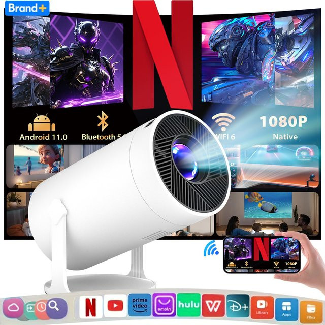 MAOHUTER HY300 M300 Projektor 4K UHD LED Heimkino mit Android 11 und Dual Wi-Fi 6 in Weiß - Bild 1