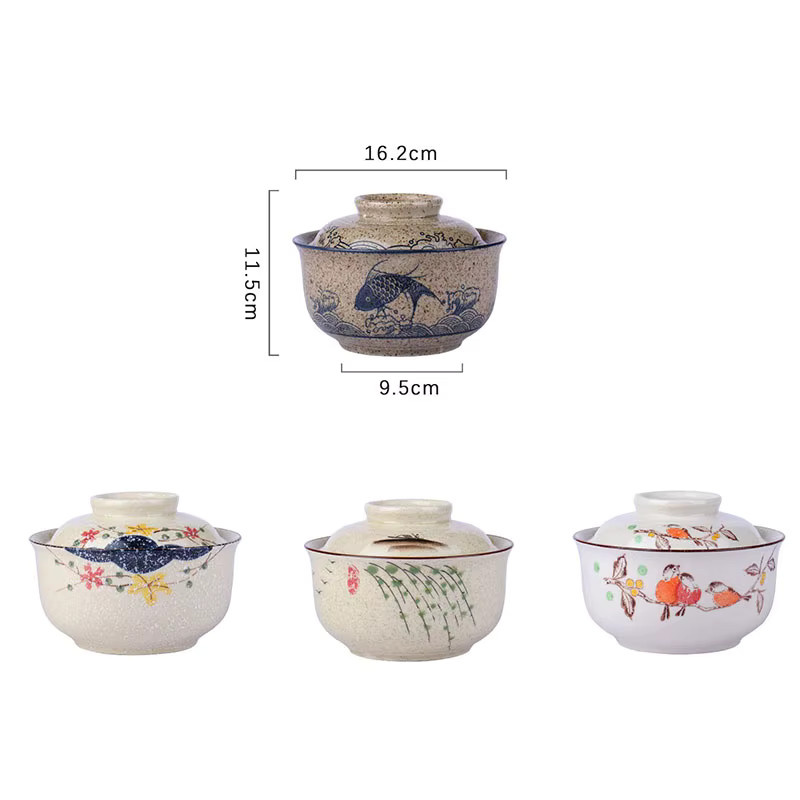 YWDL Japanische Instant-Ramen-Schüssel aus Keramik mit Deckel, Retro-Suppenschüssel in Mehrfarbig, großes Fassungsvermögen - Bild 2