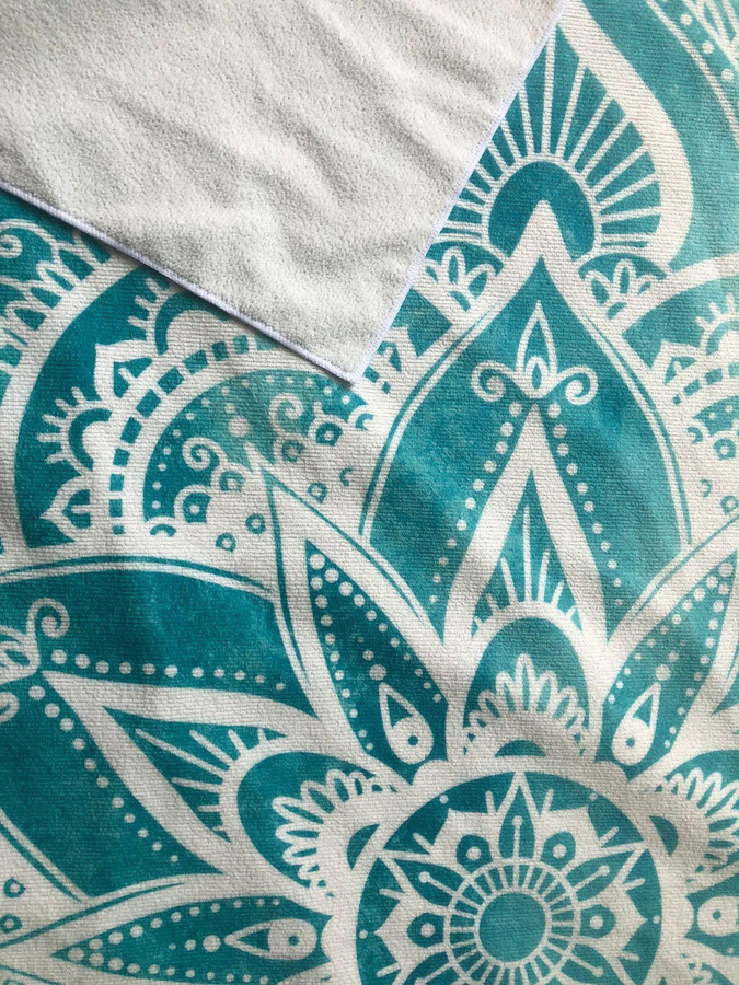 Mandala Rundes Strandtuch aus Mikrofaser mit Quasten für Strand, Sport und Yoga, Durchmesser: 150 cm - Bild 2
