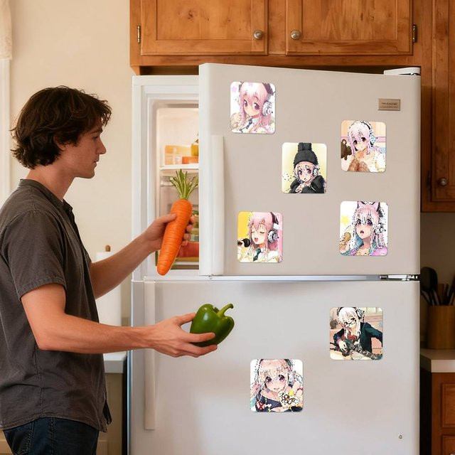 Kreativer Anime A-Super Sonico Kühlschrankmagnet in Multicolour als quadratischer magnetischer Aufkleber - Bild 1
