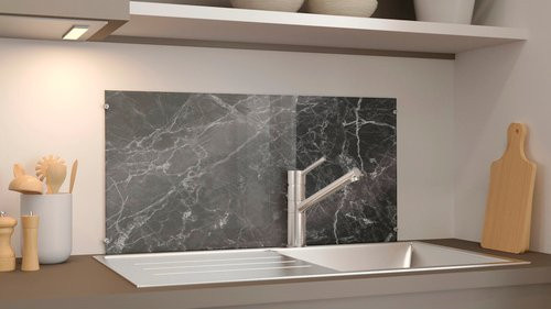 NOVADOORS Glasboard Black Marble in mehrfarbigem Marble-Look aus Glas - Bild 1