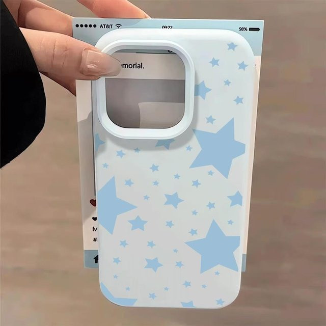 Stoßfeste Silikon Handyhülle mit blauem Sternenmuster für iPhone 11 bis iPhone 17 Pro Max - Bild 1