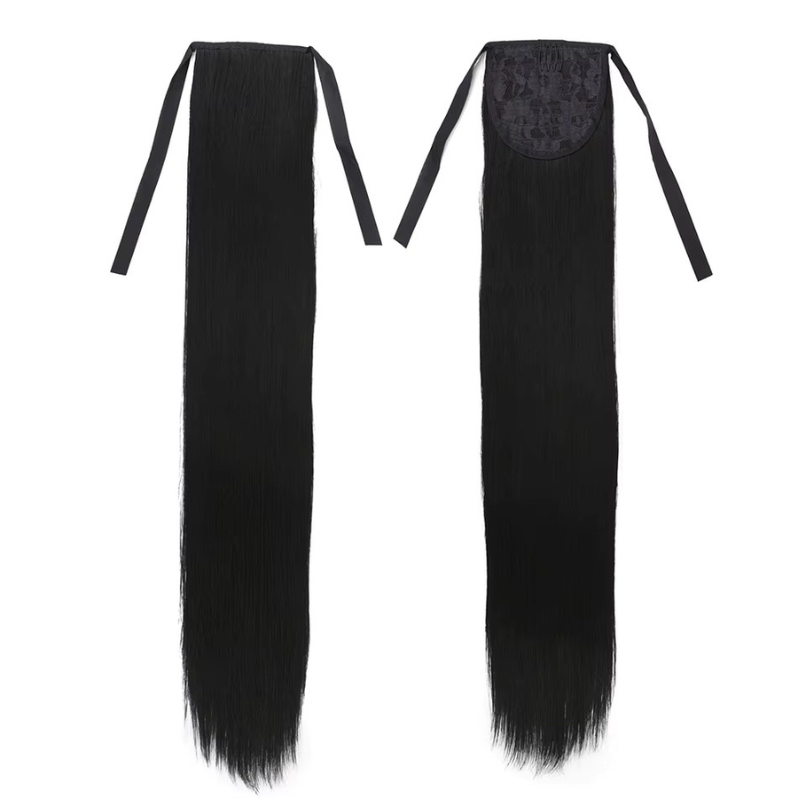 YAKIBEAUTY Haarverlängerung, synthetisch, lange gerade Kordelzug-Pferdeschwanz, Damen - Bild 2