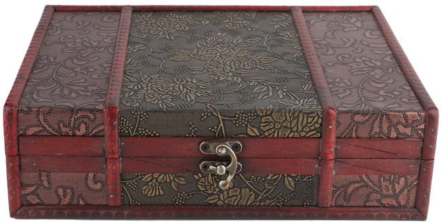 OutsideWorld Schmuckhalter Aufbewahrungsbox aus Holz im Vintage-Design mit Legierungsschnalle, Grau/Braun, B: 28,0 cm, T: 21,5 cm, H: 8,2 cm - Bild 1