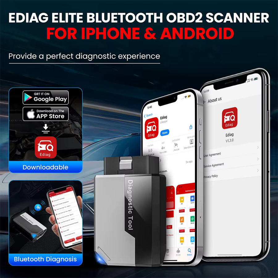 KINGBOLEN Ediag Elite CAN FD Diagnosegerät mit 15 Resets und bidirektionalem Test, OBD-Scanner mit Bluetooth 5.2 für iOS und Android - Bild 3